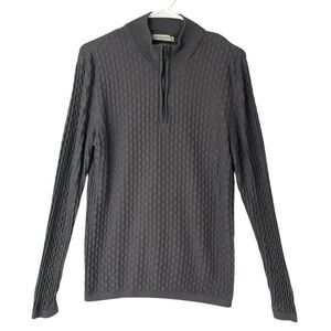 LCR Black Edition Gray Texture Sweater XL Quarter-Zip Mock Neck Long Sleeve Knit